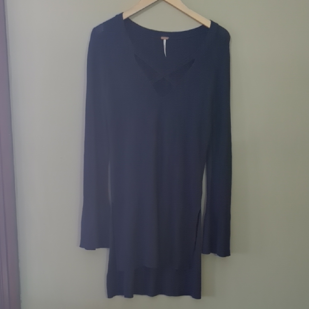 Free People Black Long Sleeve Tunic Top CD